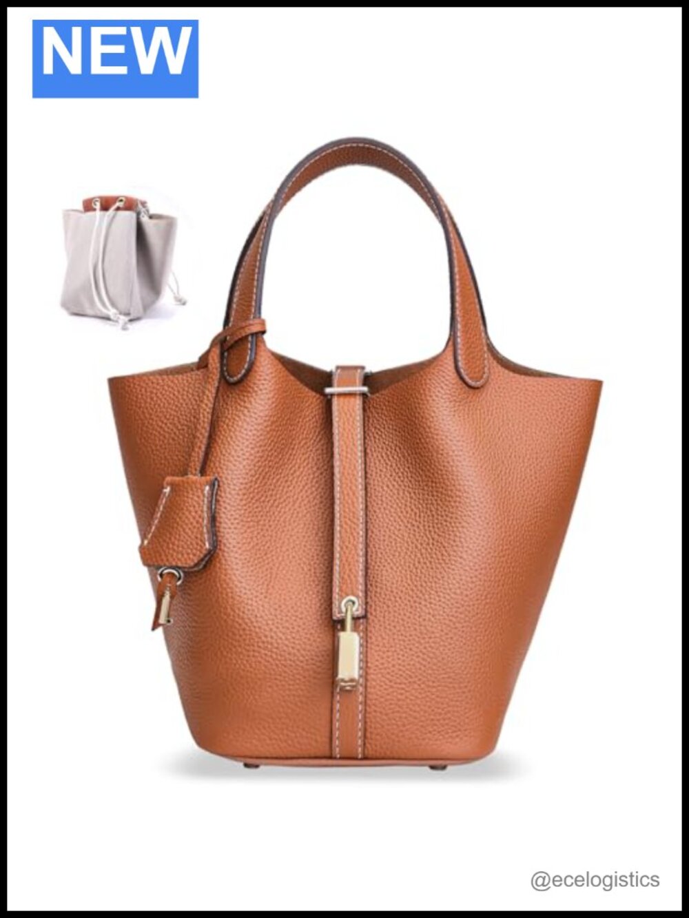 Genuine Leather Bucket Bag Handmade Tote Purse for Women